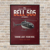 Thumbnail for Bell 505 Jet Ranger X vertical canvas print - framed - dark red background