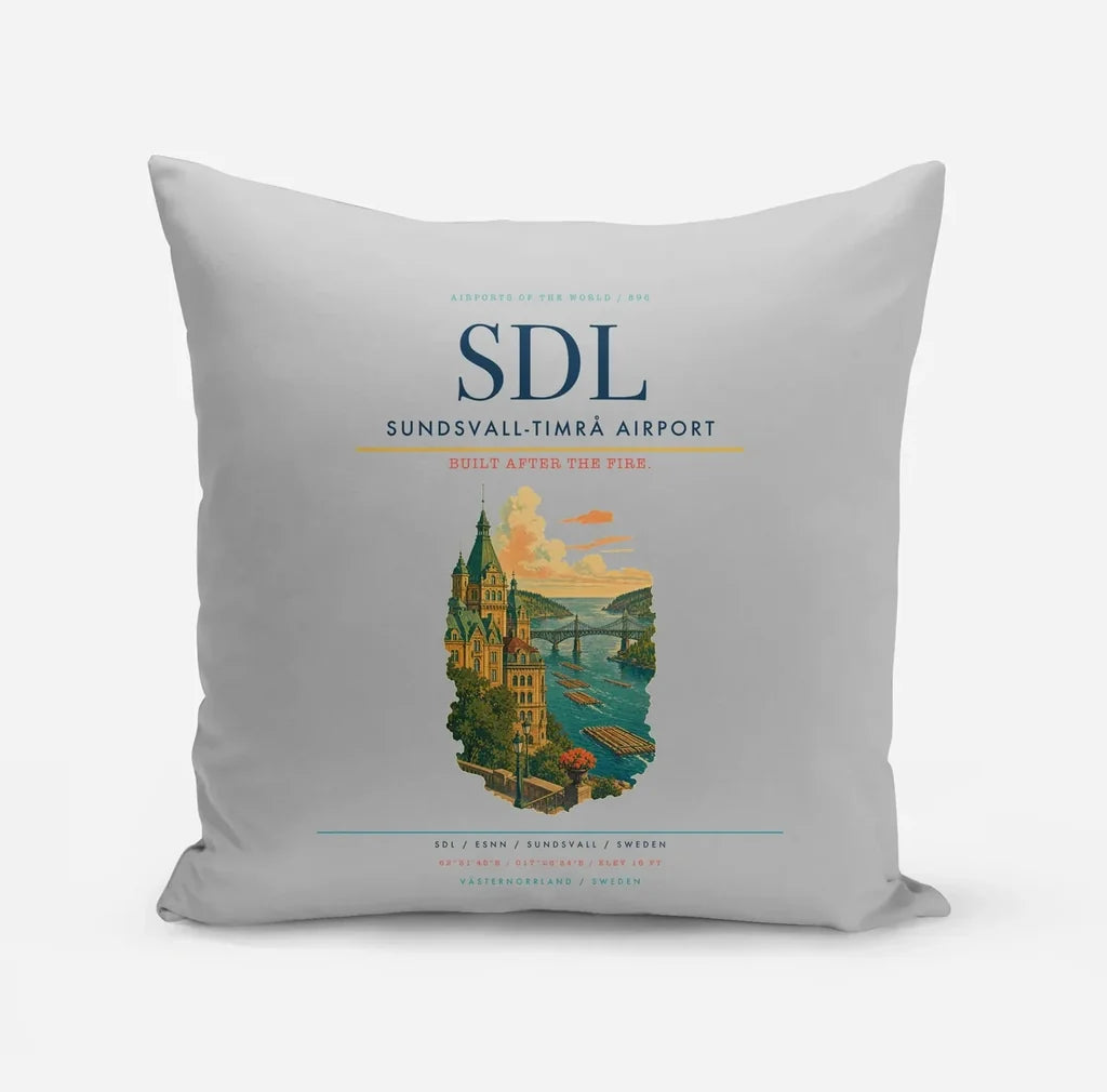 Sundsvall-Timrå Airport (SDL) design on light gray pillow
