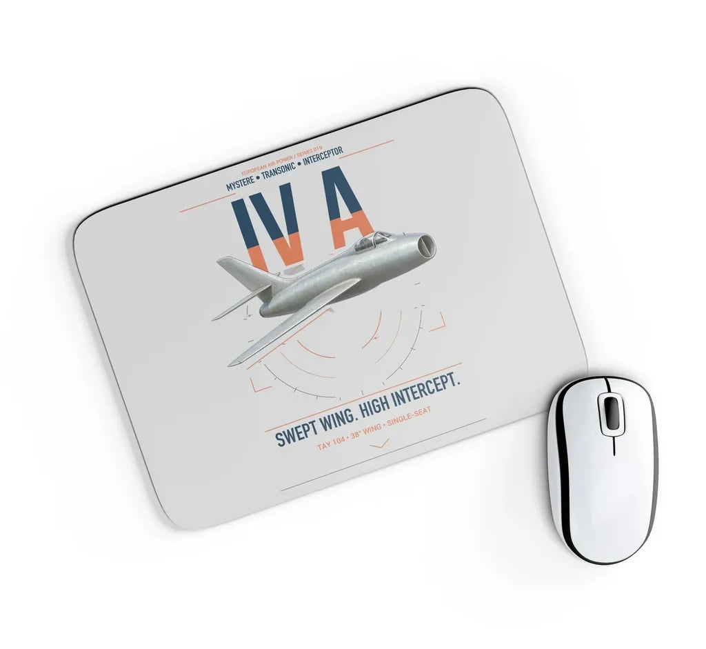 Dassault Mystère IV A design on light gray rectangle mouse pad
