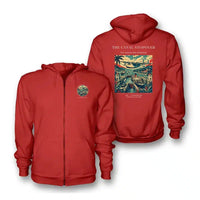 Thumbnail for VINTAGE G4077 - The Canal Stopover - Premium Zipped Hoodie design on red