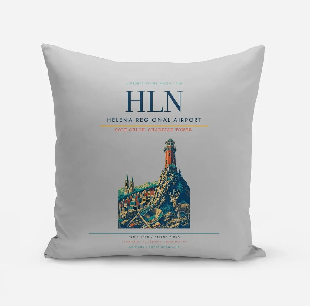 Helena Regional Airport (HLN) design on light gray pillow