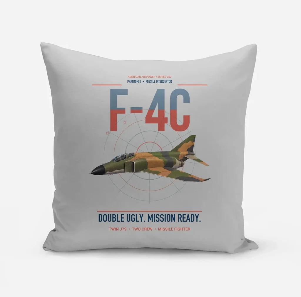 F-4C Phantom II design on light gray pillow