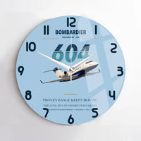 Thumbnail for Bombardier Challenger 604 design on light blue no frame wall clock