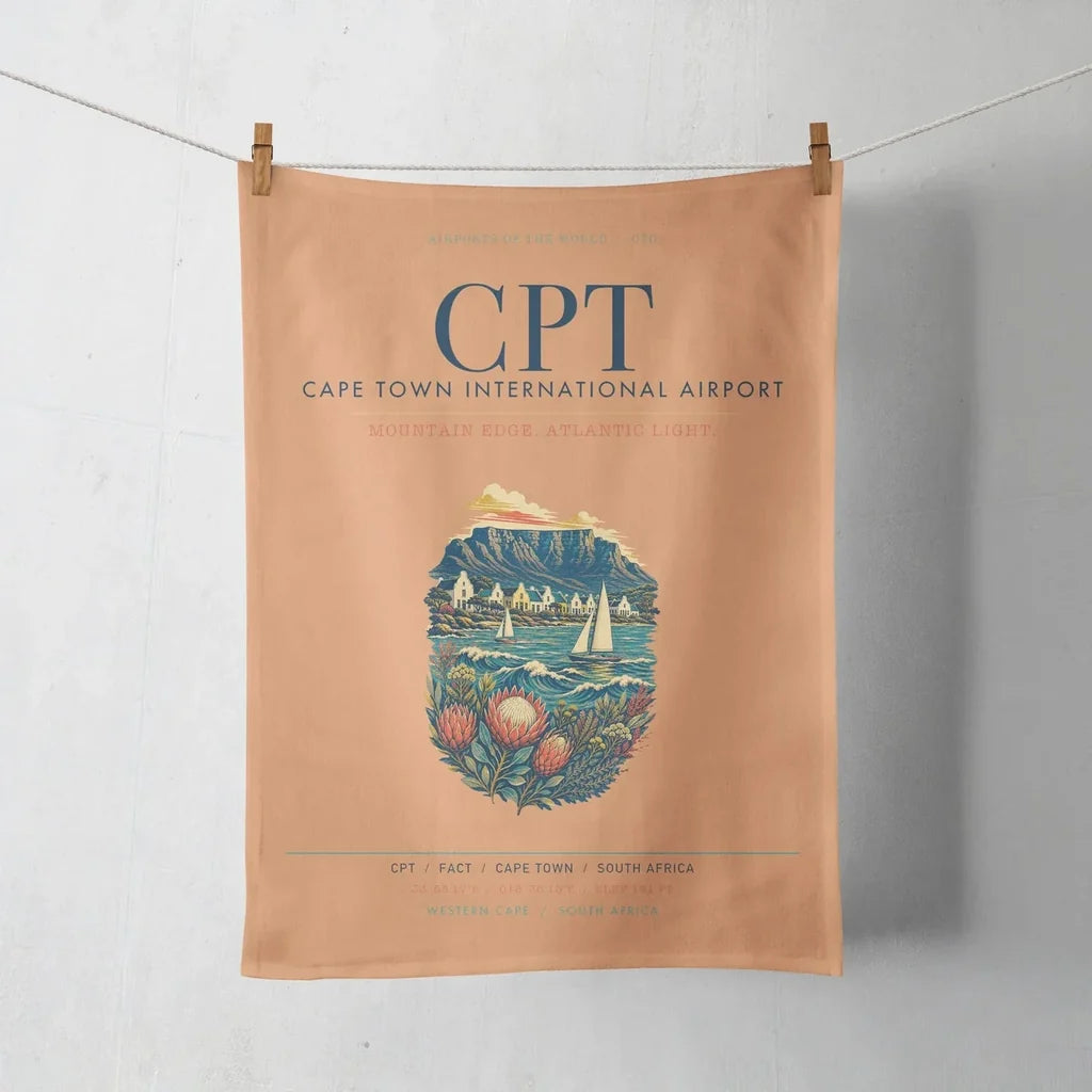 Cape Town International Airport (CPT) design on orange towel