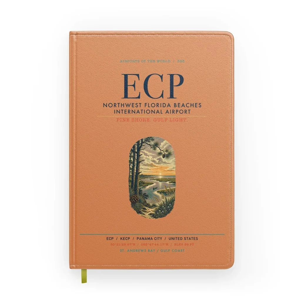 Northwest Florida Beaches International Airport (ECP) design on orange notebook