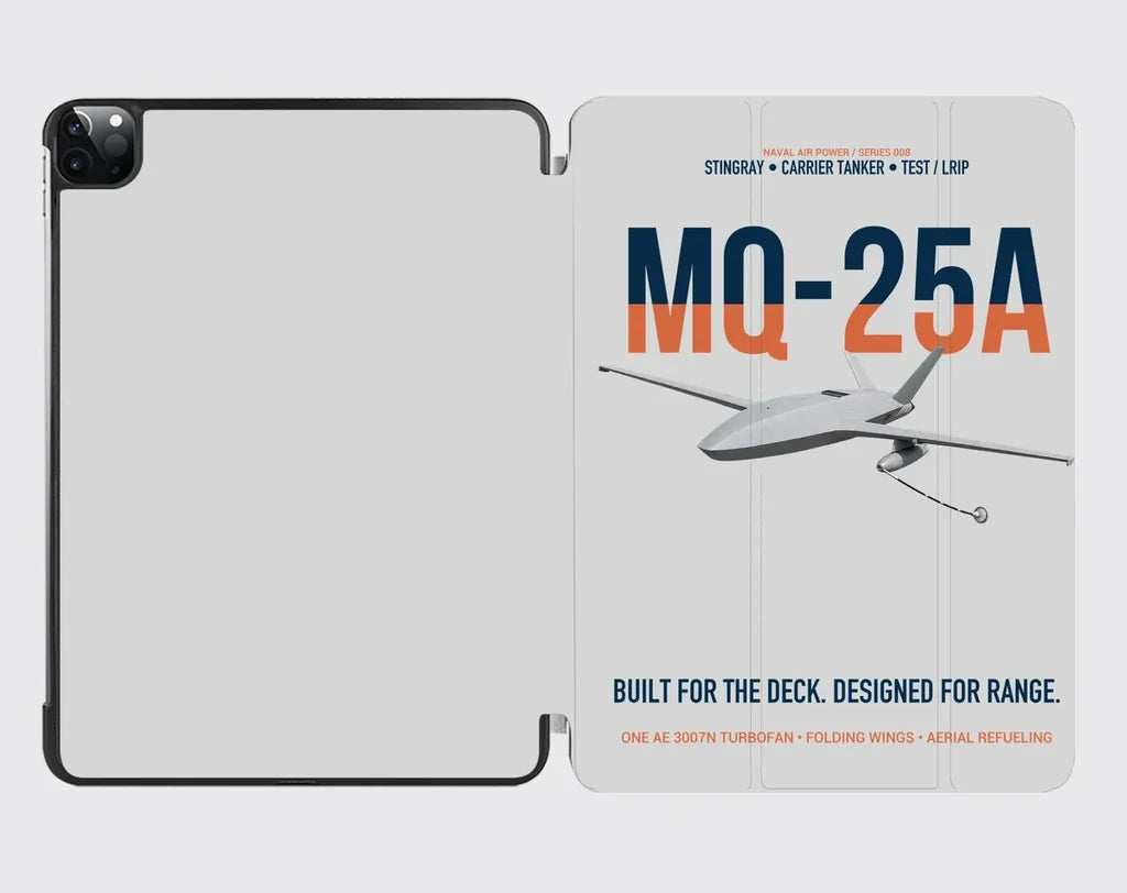 MQ-25A STINGRAY design on light gray ipad tablet case