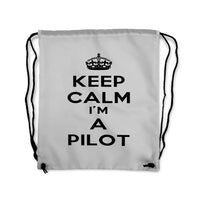Thumbnail for Keep Calm I'm A Pilot Drawstring Bag - view 6