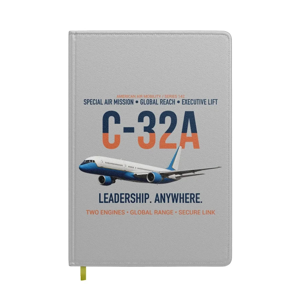 C-32A Air Force Two Global Reach design on light gray notebook
