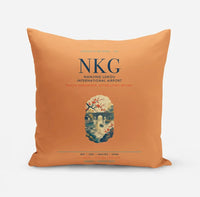 Thumbnail for Nanjing Lukou International Airport (NKG) design on orange pillow