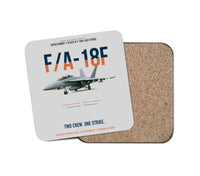 Thumbnail for F-A-18F Super Hornet Block III Two Crew One Strike design on light gray 1 piece coaster