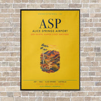 Thumbnail for Alice Springs Airport ASP vertical canvas print - framed - yellow background