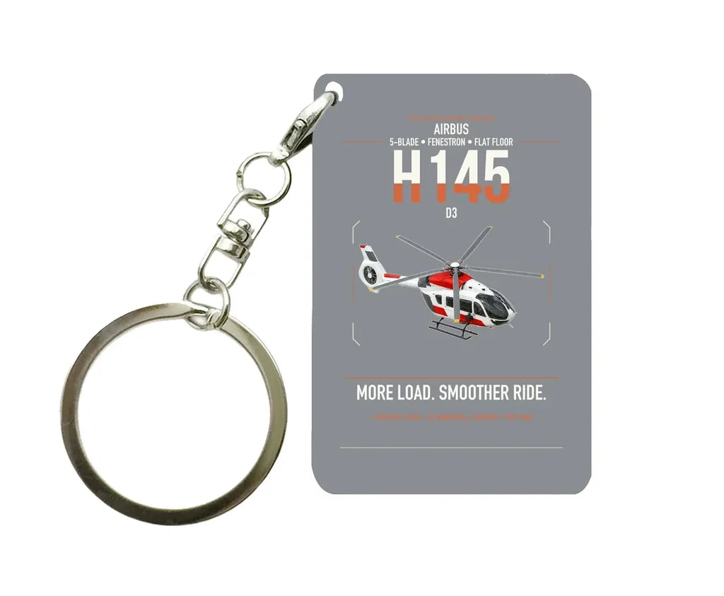 Airbus H145 D3 design on gray designed key chain, double-side print