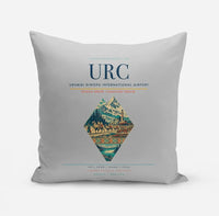 Thumbnail for Urumqi Diwopu International Airport (URC) design on light gray pillow