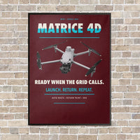Thumbnail for DJI Matrice 4D vertical canvas print - framed - dark red background