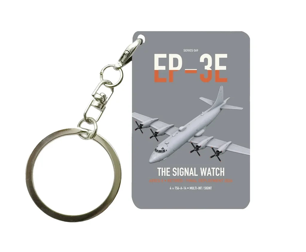 EP-3E ARIES II design on gray designed key chain, double-side print