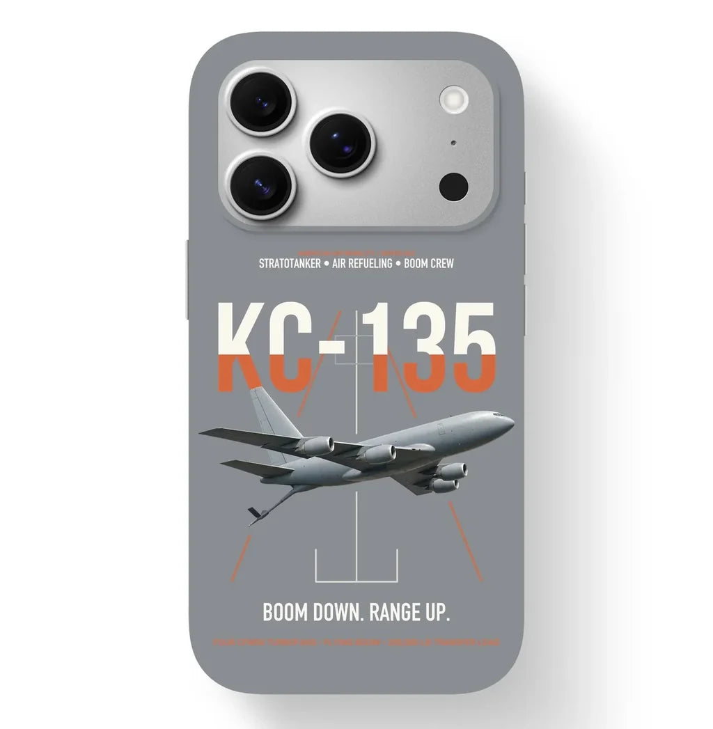 KC-135 STRATOTANKER design on gray magsafe iphone case, for iPhone 17 Pro