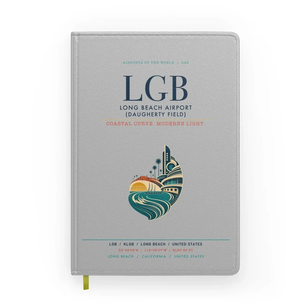 Long Beach Airport (Daugherty Field) (LGB) design on light gray notebook