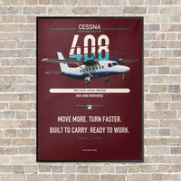 Thumbnail for Cessna 408 SkyCourier vertical canvas print - framed - dark red background
