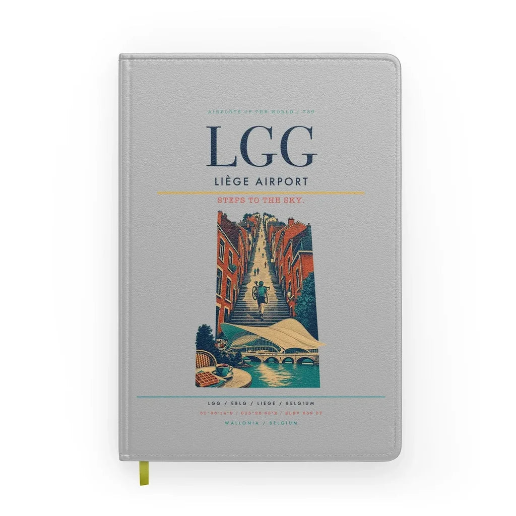 Liège Airport (LGG) design on light gray notebook