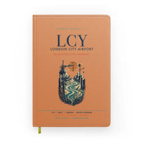 Thumbnail for London City Airport (LCY) design on orange notebook