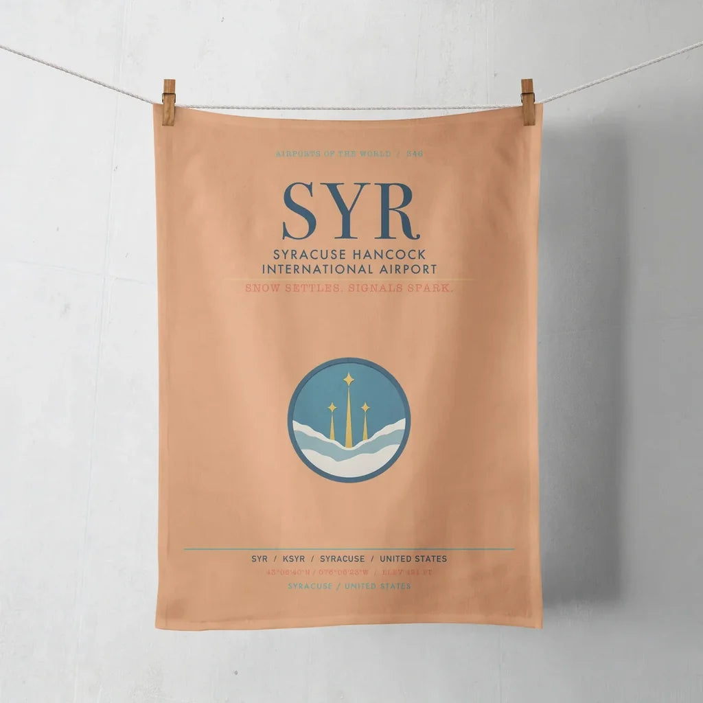 Syracuse Hancock International Airport (SYR) design on orange towel