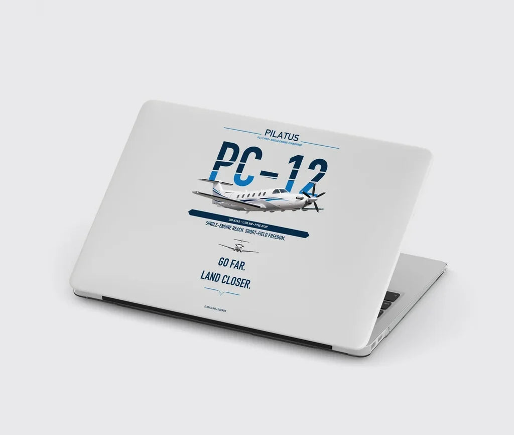Pilatus PC-12 PRO design on light gray MacBook case