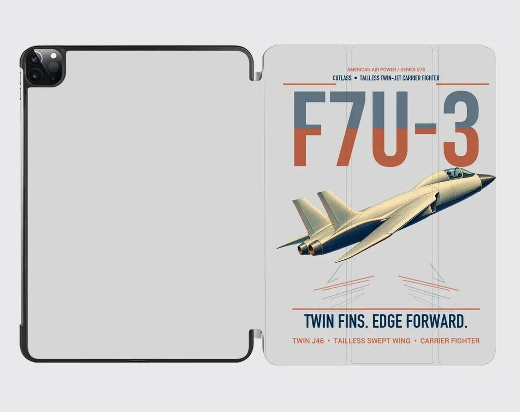 F7U-3 Cutlass design on light gray ipad tablet case