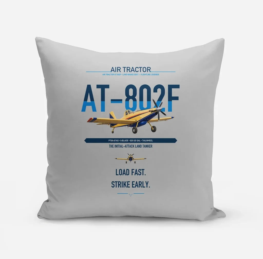 Air Tractor AT-802F design on light gray pillow