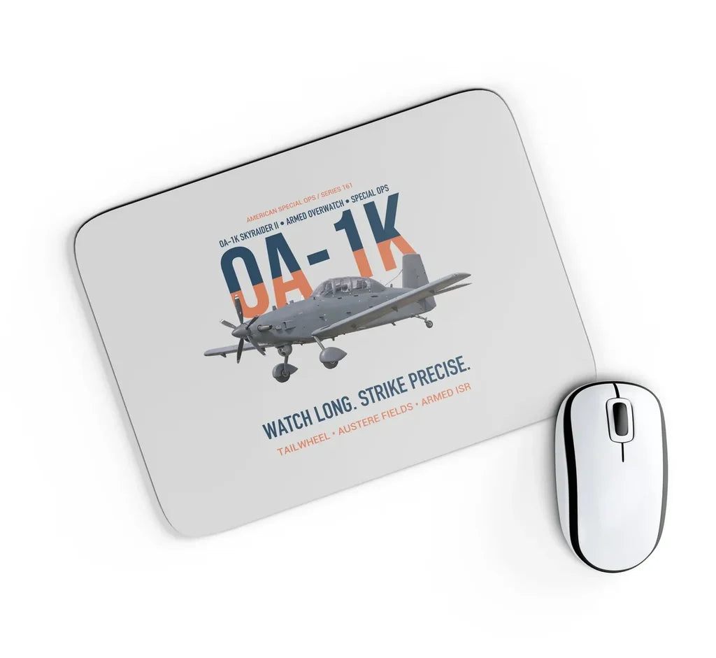 OA-1K Skyraider II Armed Overwatch design on light gray rectangle mouse pad