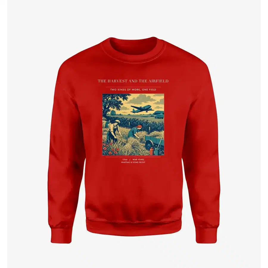VINTAGE G4510 - The Harvest And The Airfield - Designed Sweatshirts design on red