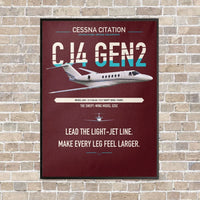 Thumbnail for Cessna Citation CJ4 Gen2 vertical canvas print - framed - dark red background