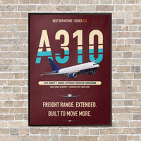 Thumbnail for Airbus A310-300P2F vertical canvas print - framed - dark red background