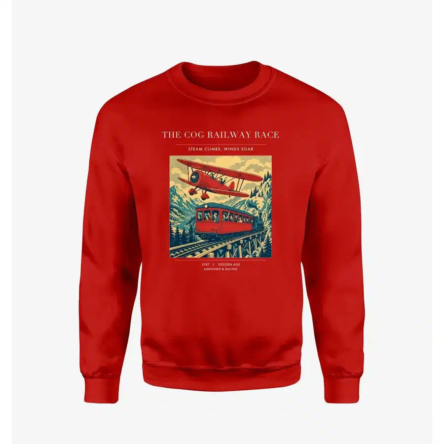 VINTAGE G4347 - The Cog Railway Race - Designed Sweatshirts design on red