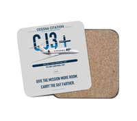 Thumbnail for Cessna Citation CJ3+ design on light gray 1 piece coaster