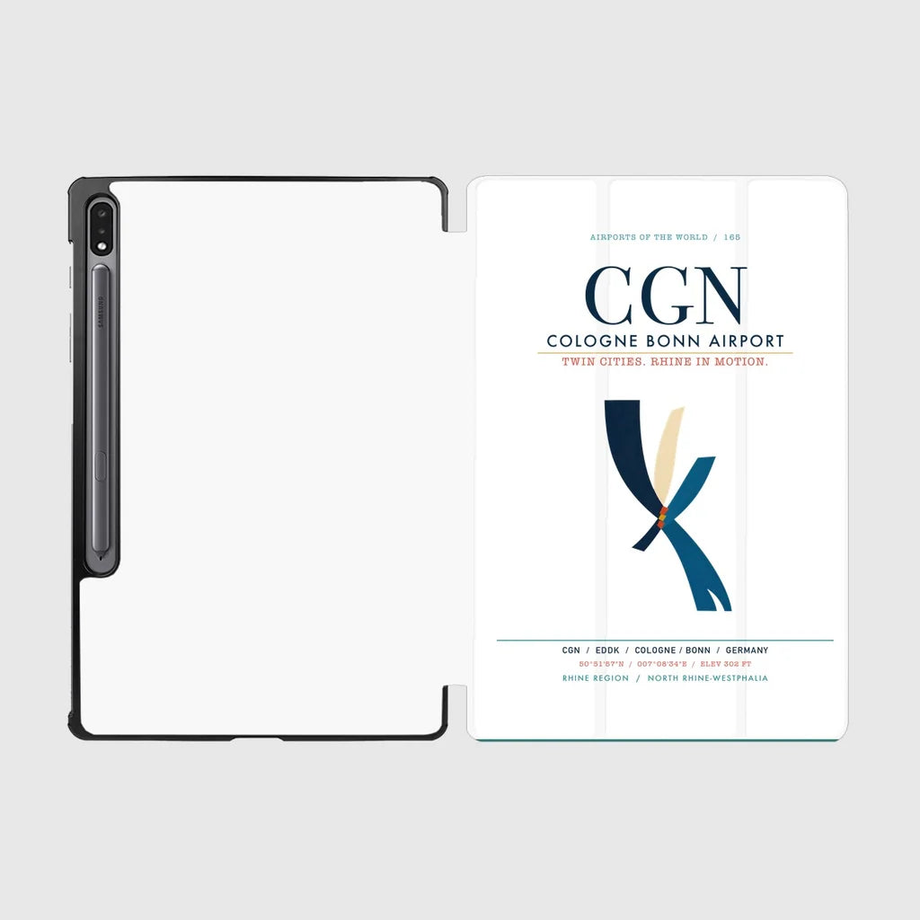 Cologne Bonn Airport (CGN) design on white samsung tablet tablet case