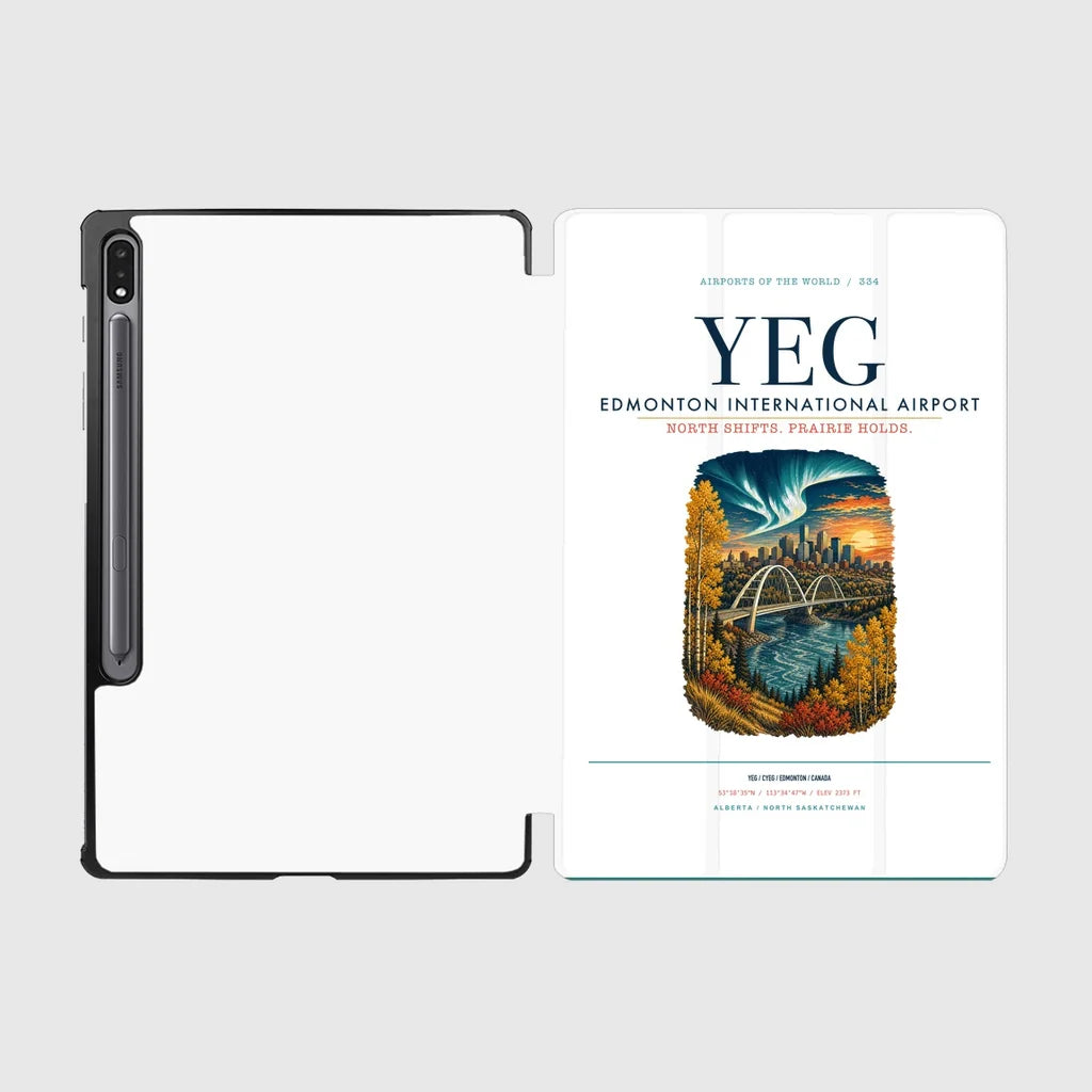 Edmonton International Airport (YEG) design on white samsung tablet tablet case