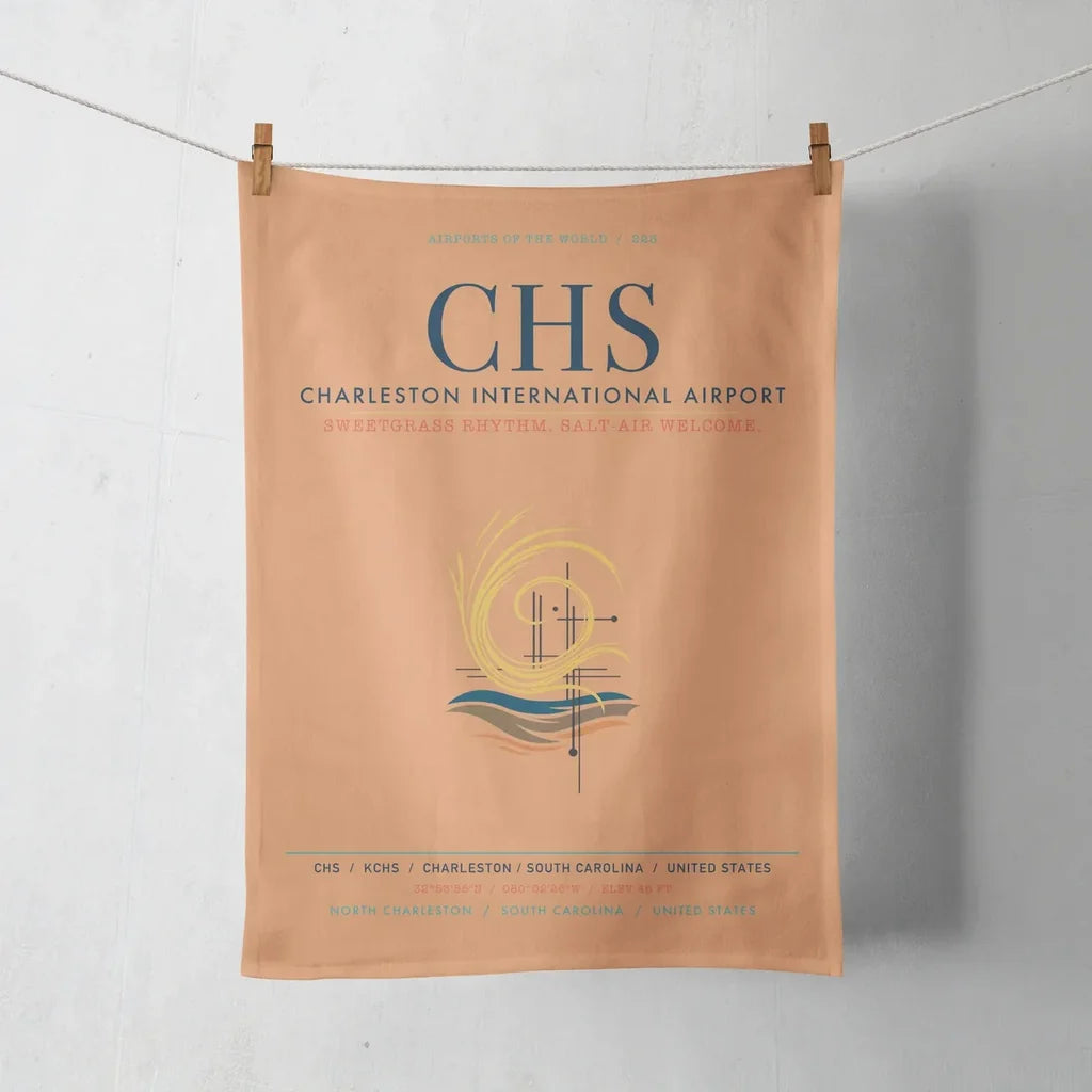Charleston International Airport (CHS) design on orange towel