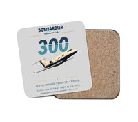 Thumbnail for Bombardier Challenger 300 design on light gray 1 piece coaster