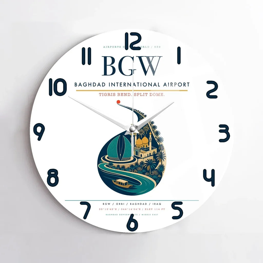 Baghdad International Airport BGW Wall-Clock No-Frame - White
