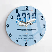 Thumbnail for Airbus A318 design on light blue no frame wall clock