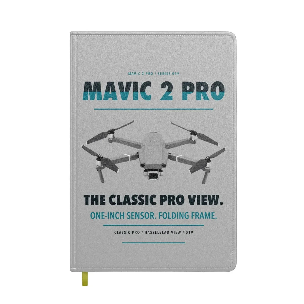 DJI Mavic 2 Pro design on light gray notebook