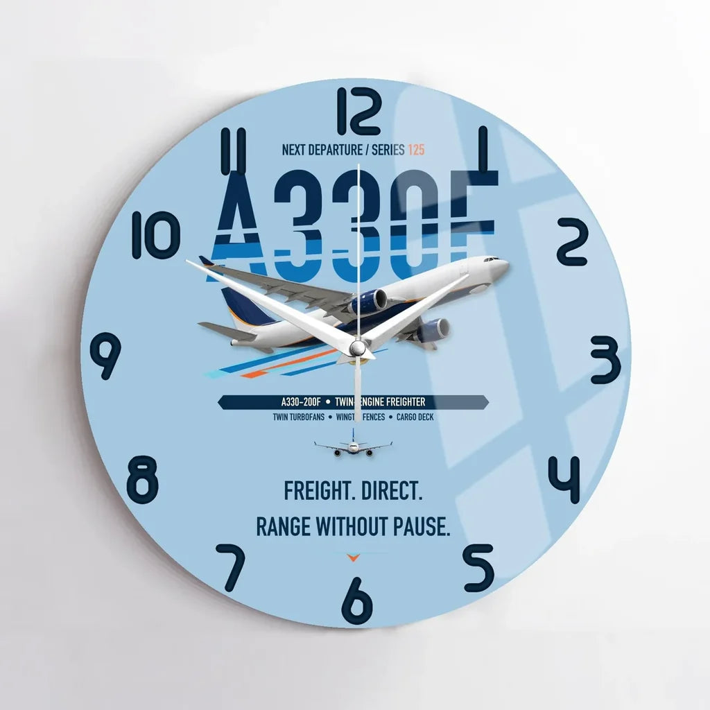 Airbus A330-200F design on light blue no frame wall clock