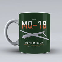 Thumbnail for MQ-1B Predator design on dark green ceramic mug, double-side print