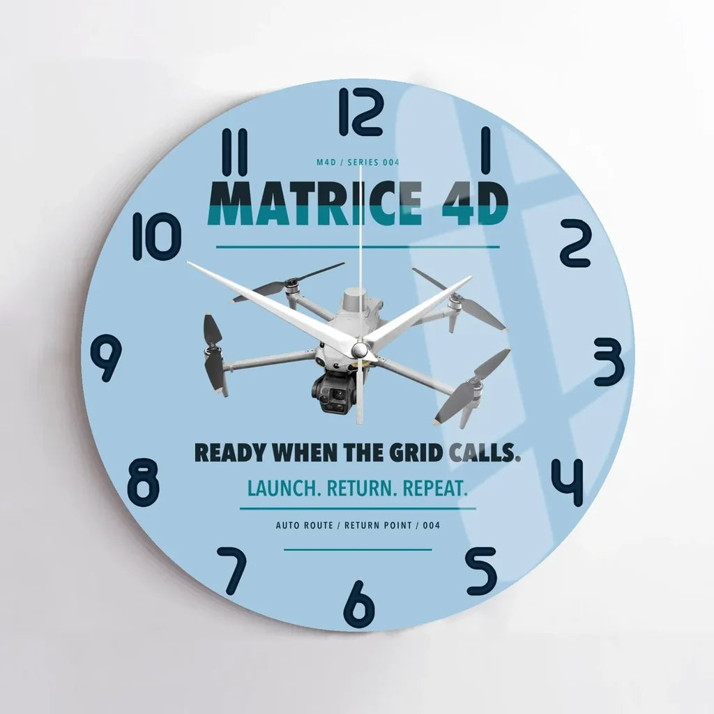 DJI Matrice 4D design on light blue no frame wall clock