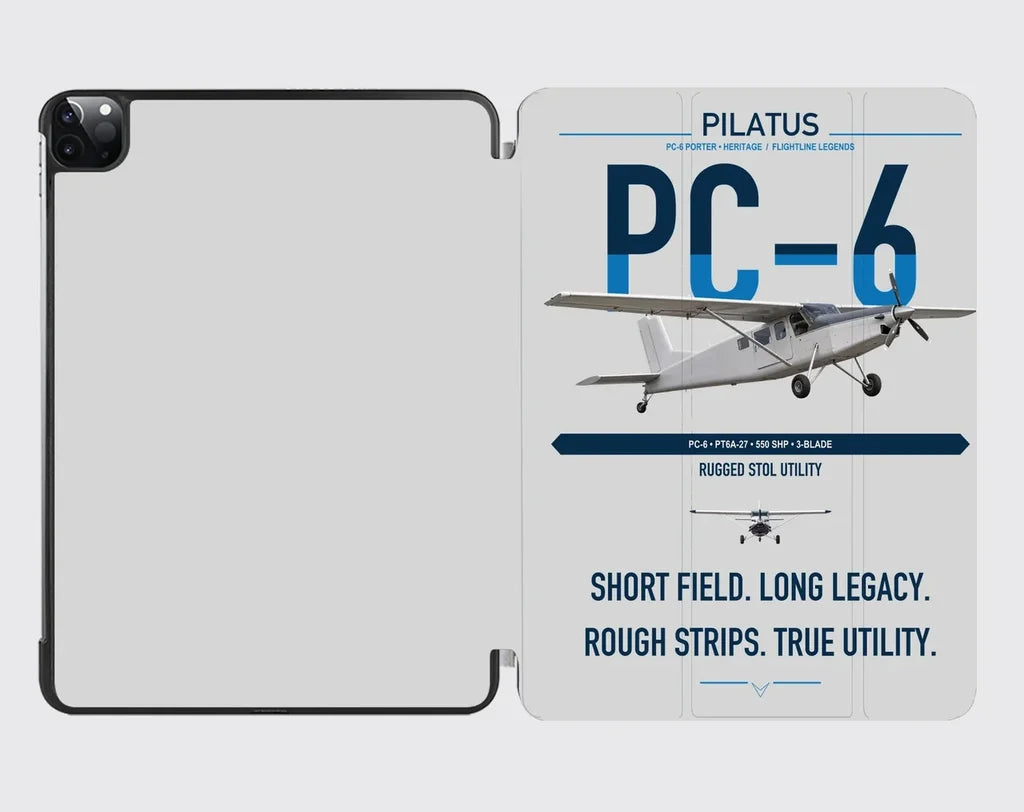 Pilatus PC-6 Porter design on light gray ipad tablet case