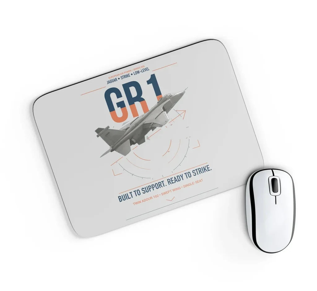 SEPECAT Jaguar GR1 design on light gray rectangle mouse pad