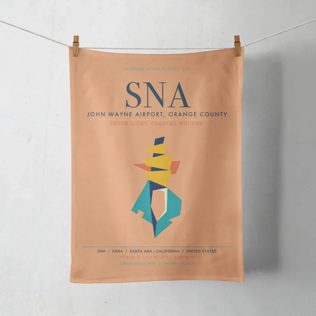 John Wayne Airport, Orange County (SNA) design on orange towel