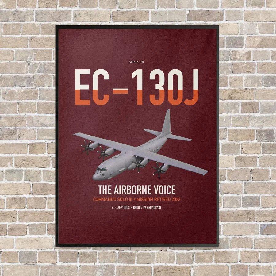 EC-130J Commando Solo III vertical canvas print - framed - dark red background