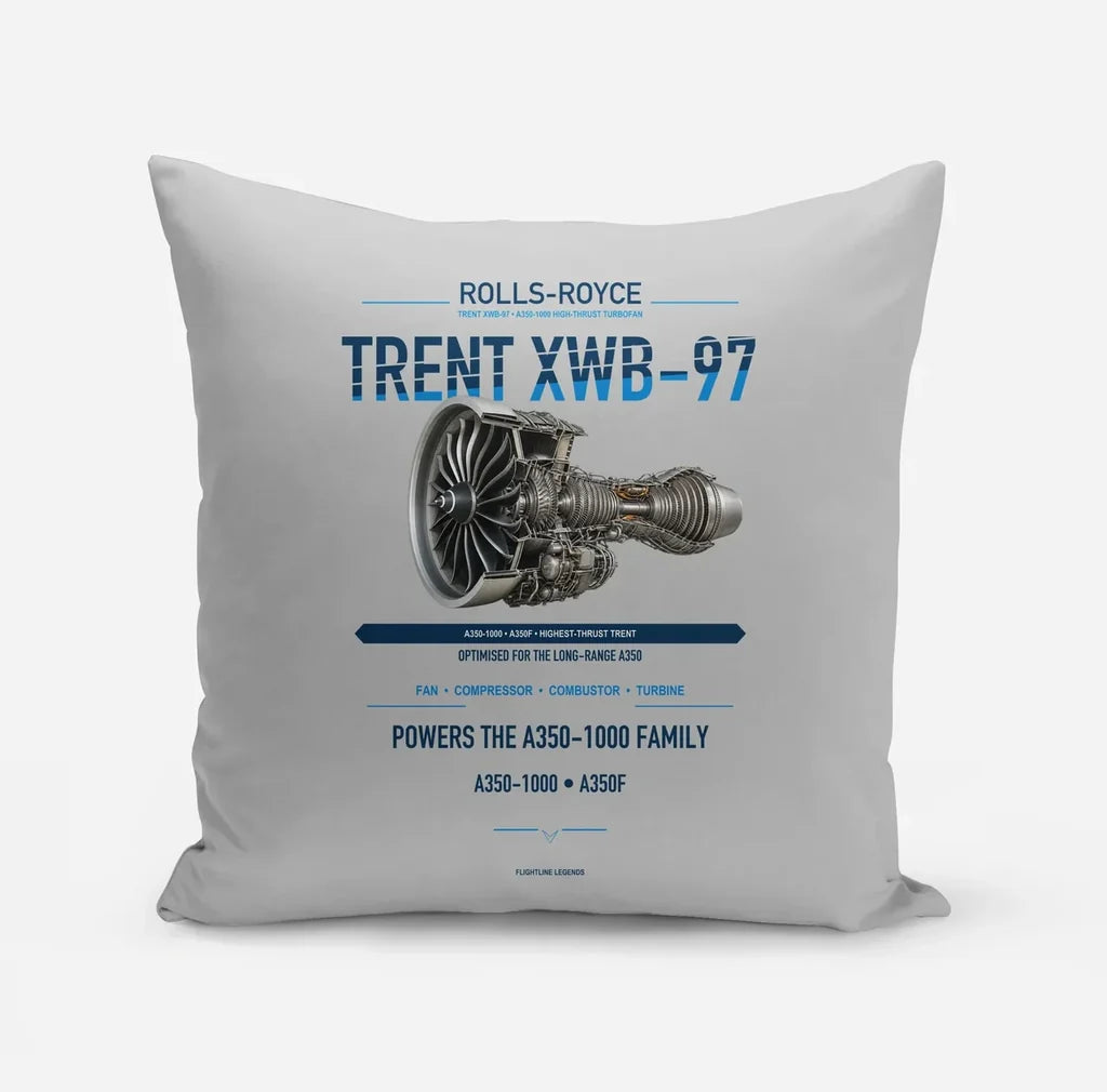 TRENT XWB-97 design on light gray pillow