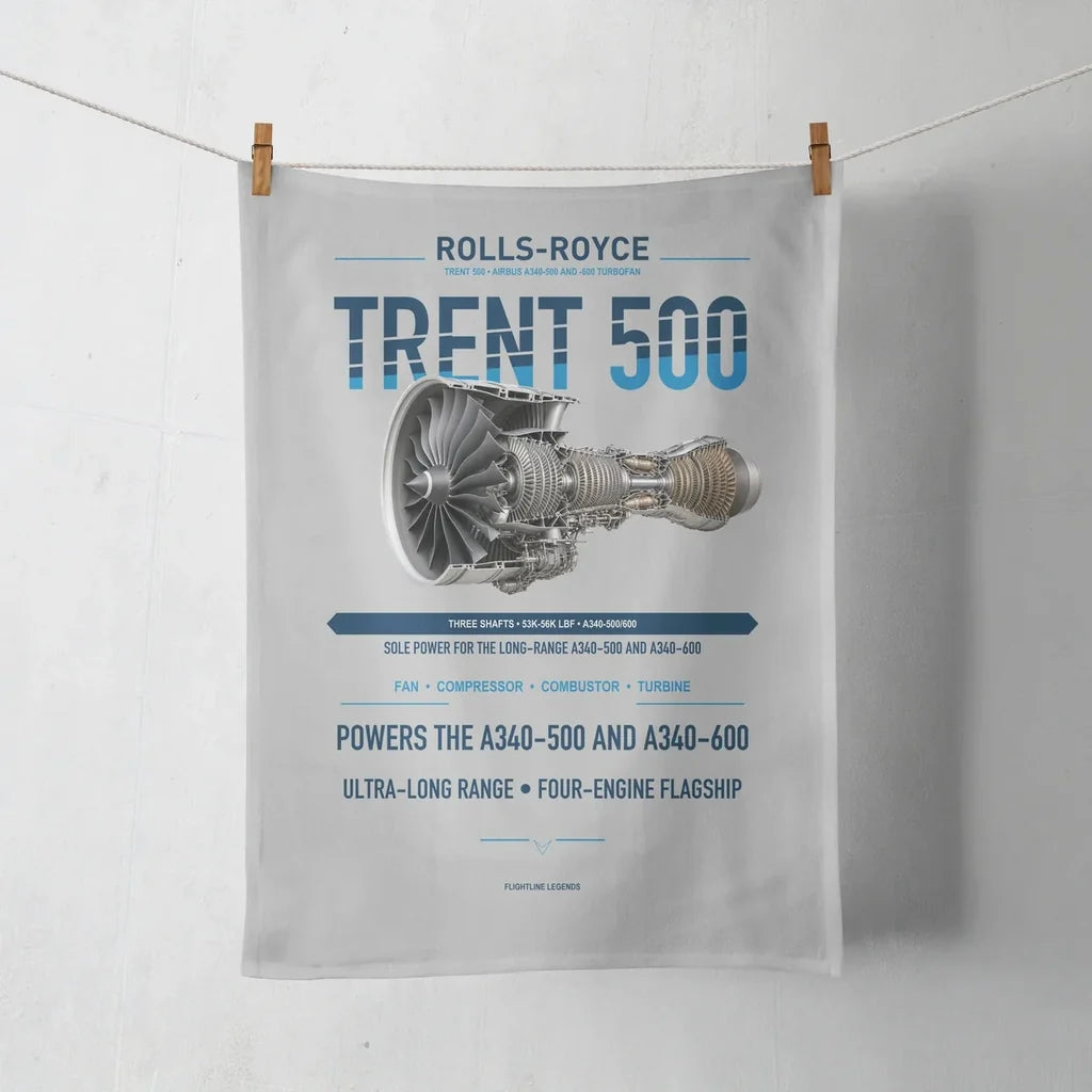 TRENT 500 design on light gray towel